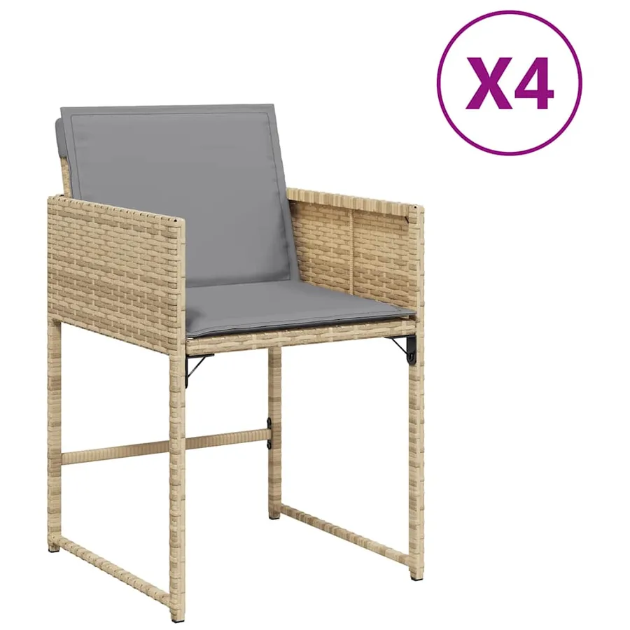 Chaises de jardin avec coussins lot de 4 mélange beige - 2