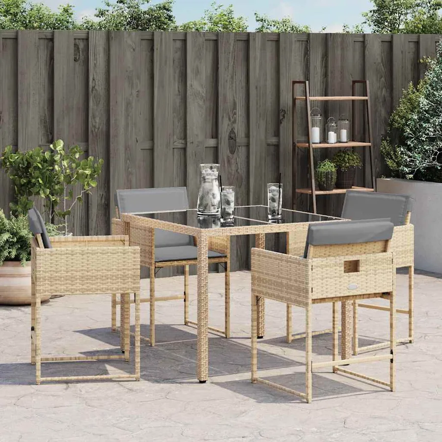 Chaises de jardin avec coussins lot de 4 mélange beige - 3