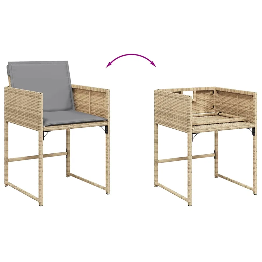 Chaises de jardin avec coussins lot de 4 mélange beige - 8