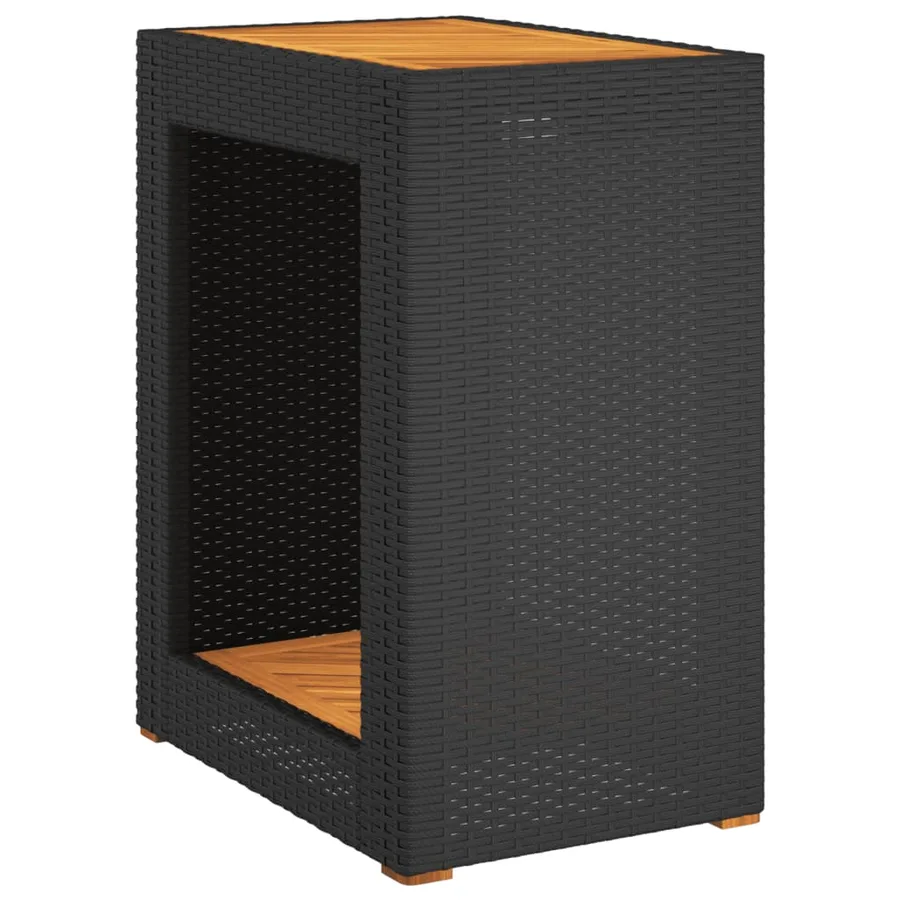 Table d'appoint de jardin dessus en bois noir 60x40x75 cm - 2