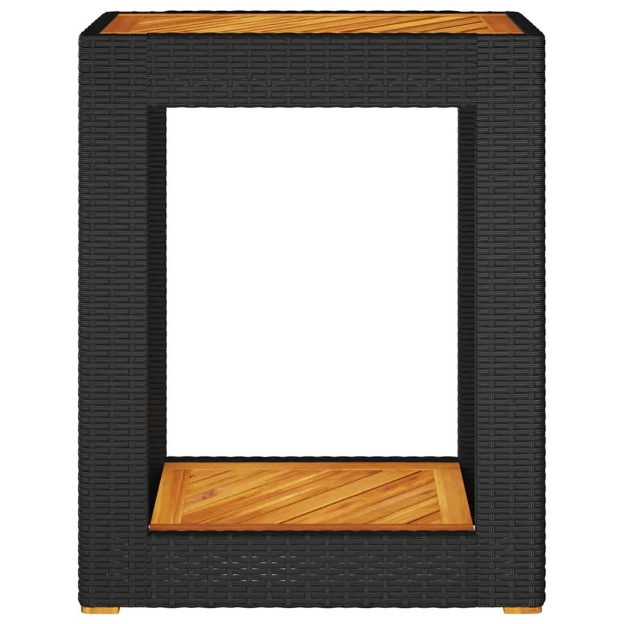 Table d'appoint de jardin dessus en bois noir 60x40x75 cm - 6