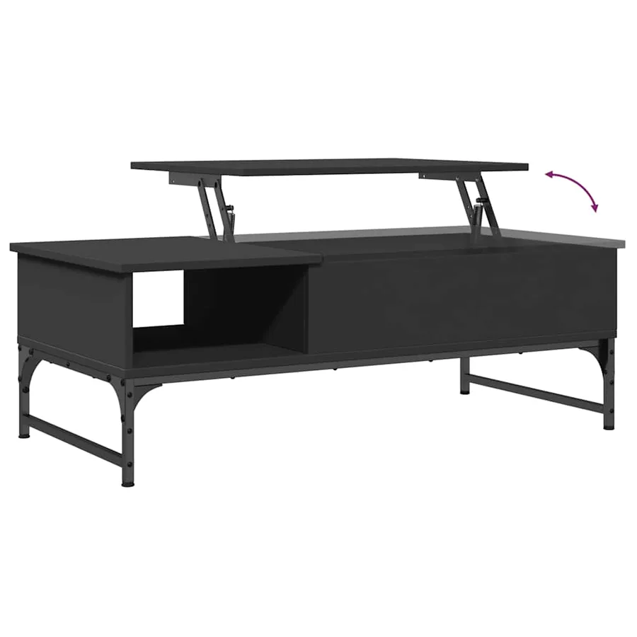 Table basse noir 100x50x35 cm bois d'ingénierie et métal - 8