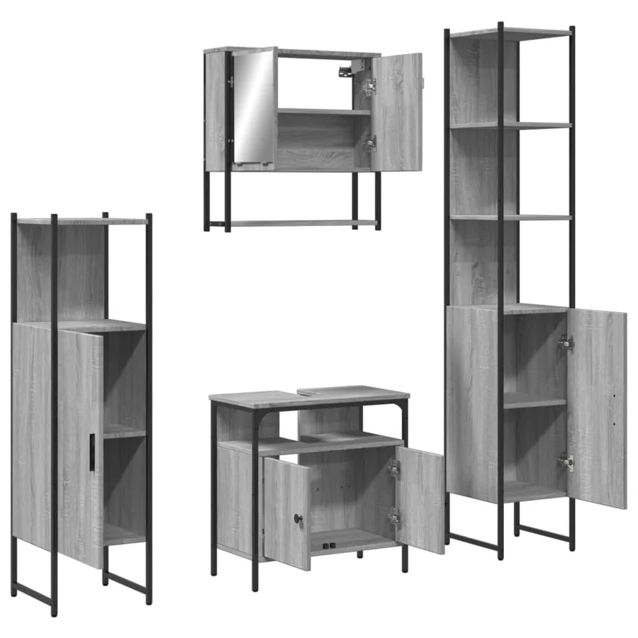 Ensemble de meubles de salle de bain 4 pcs Sonoma gris - 5