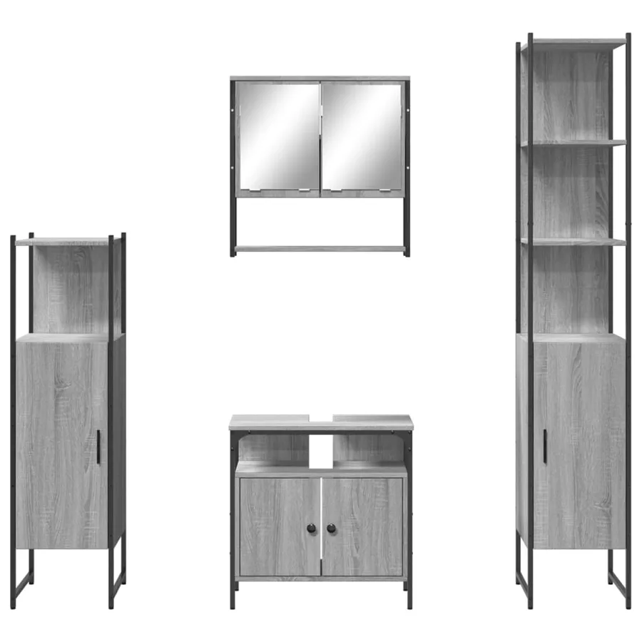 Ensemble de meubles de salle de bain 4 pcs Sonoma gris - 6
