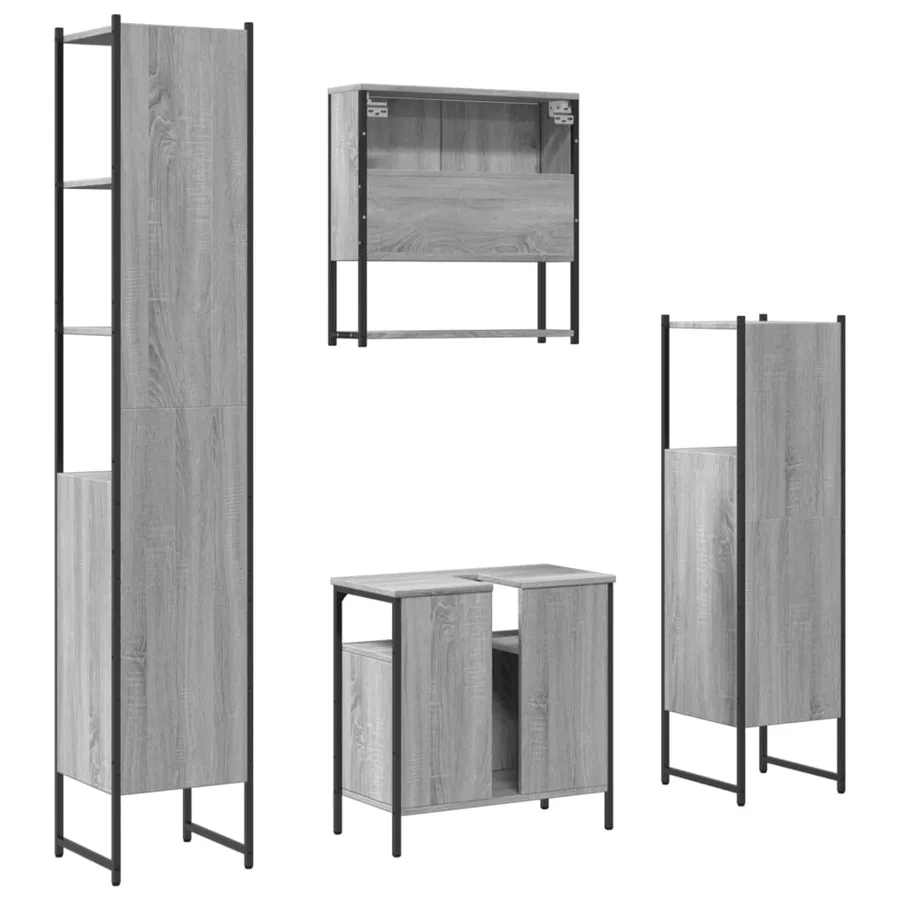 Ensemble de meubles de salle de bain 4 pcs Sonoma gris - 8