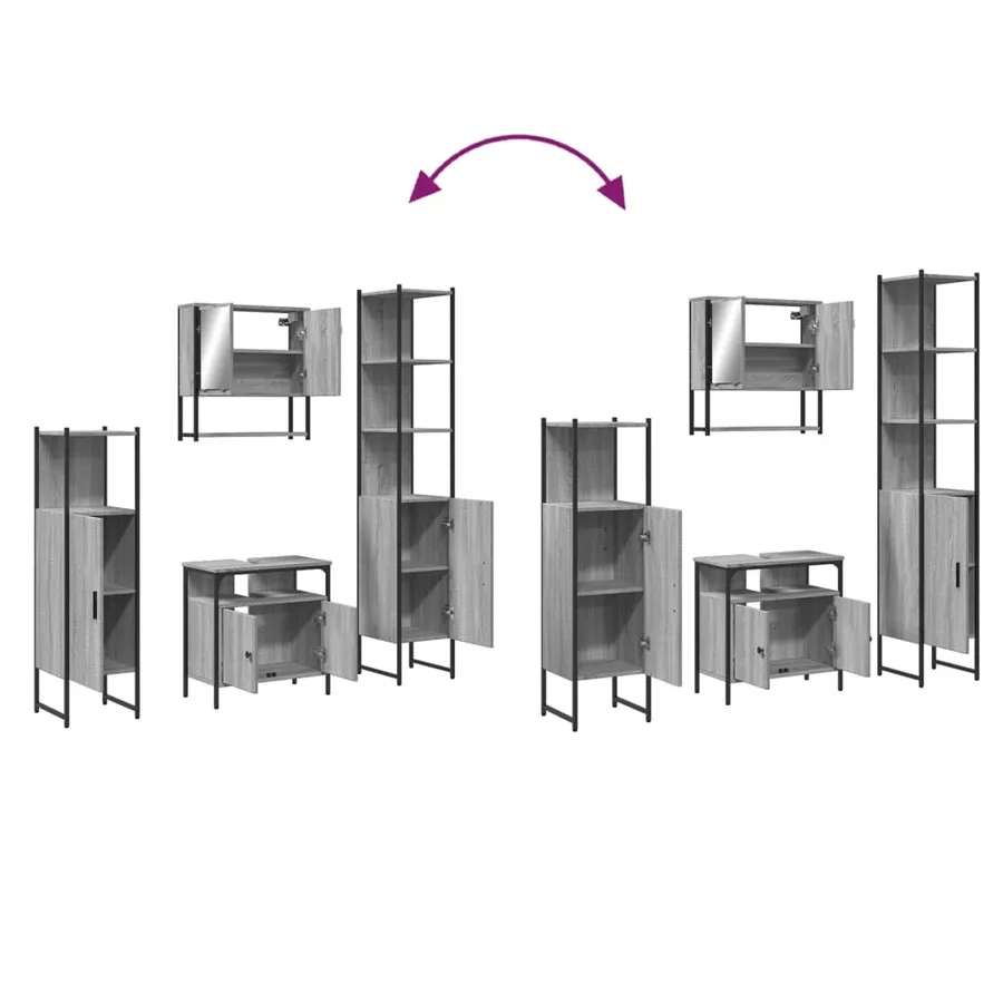 Ensemble de meubles de salle de bain 4 pcs Sonoma gris - 9