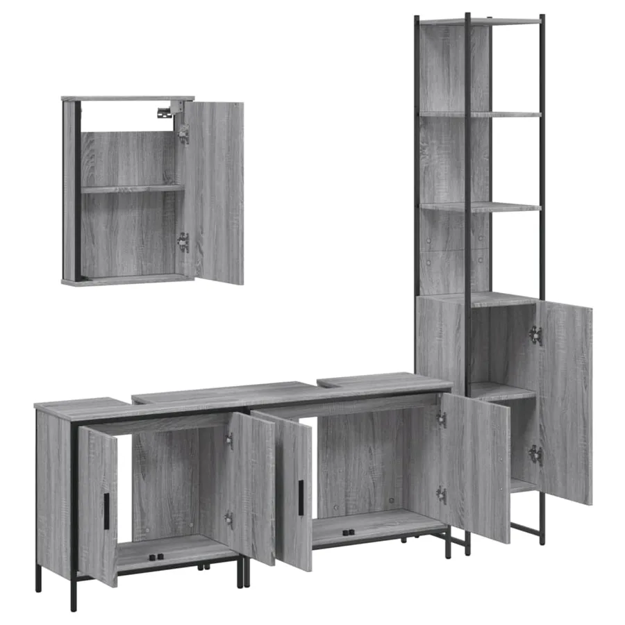 Ensemble de meubles de salle de bain 4 pcs Sonoma gris - 5