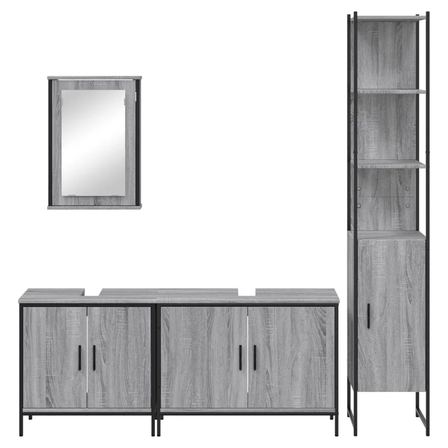 Ensemble de meubles de salle de bain 4 pcs Sonoma gris - 6