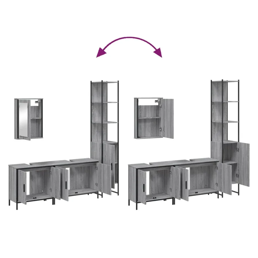 Ensemble de meubles de salle de bain 4 pcs Sonoma gris - 9