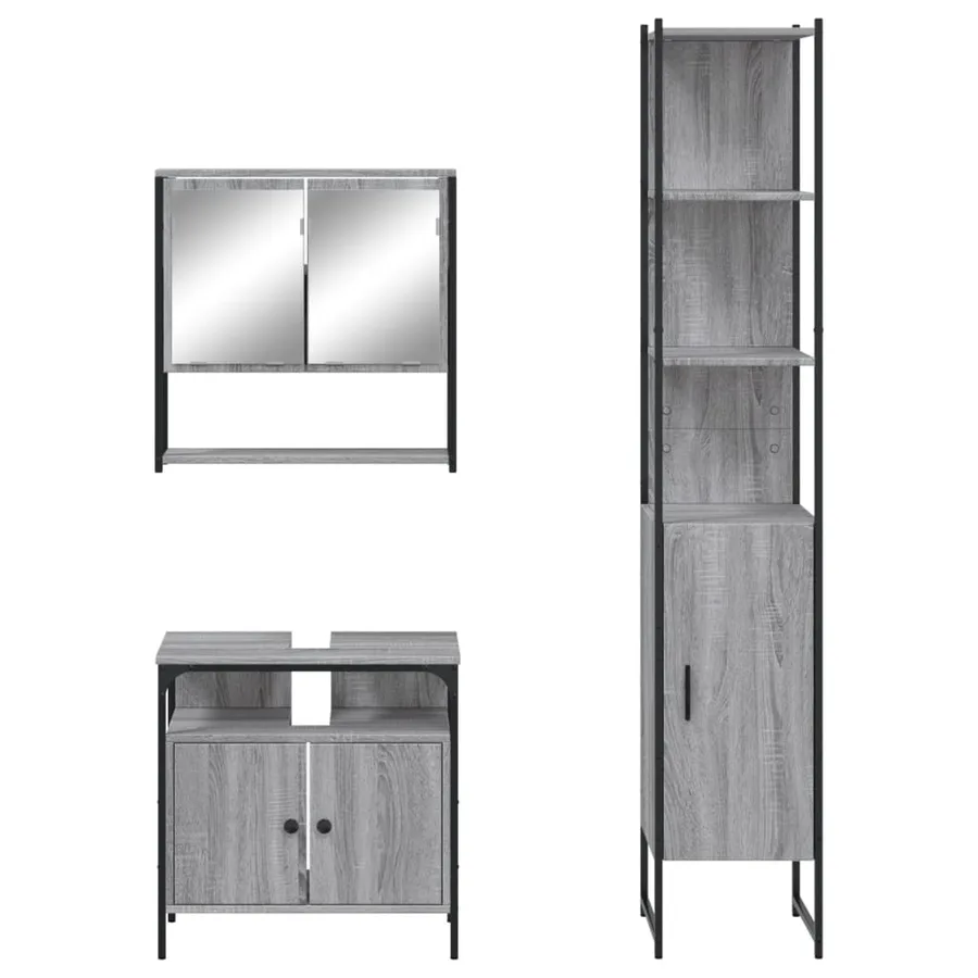 Ensemble de meubles de salle de bain 3 pcs Sonoma gris - 6