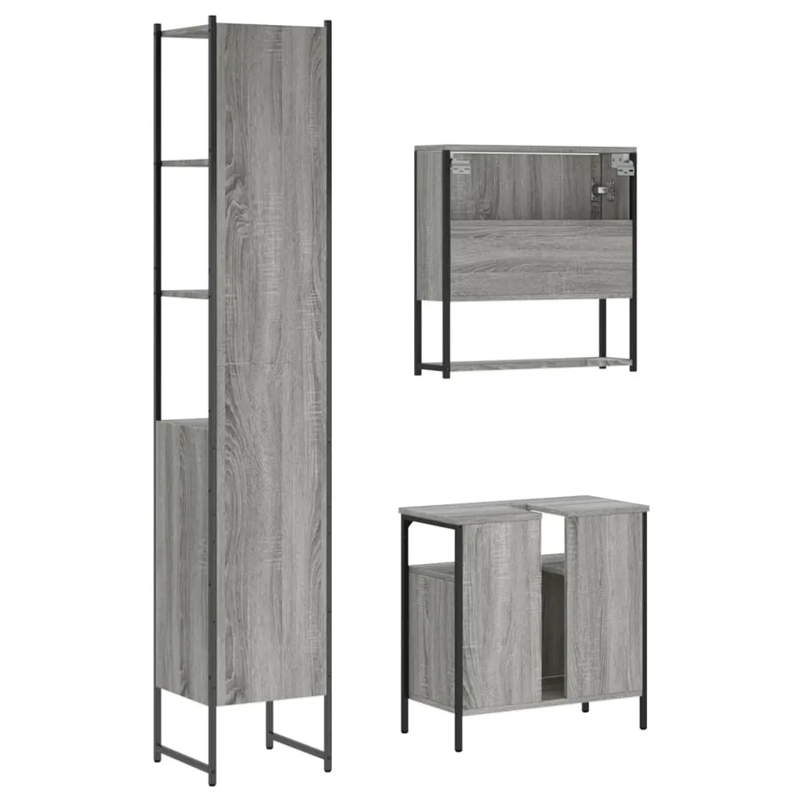 Ensemble de meubles de salle de bain 3 pcs Sonoma gris - 8
