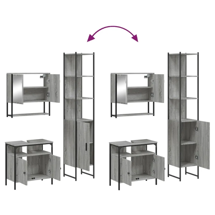 Ensemble de meubles de salle de bain 3 pcs Sonoma gris - 9