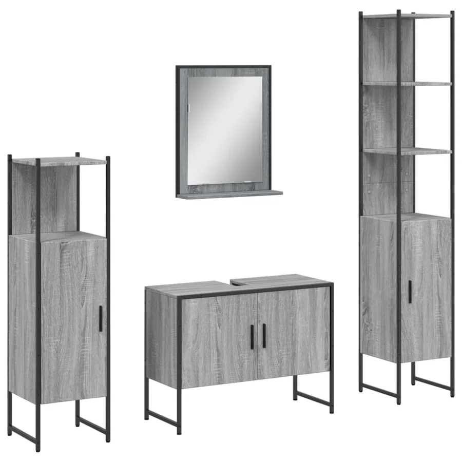 Ensemble d'armoires de salle de bain 4 pcs sonoma gris - 2