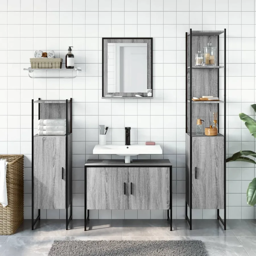 Ensemble d'armoires de salle de bain 4 pcs sonoma gris - 3