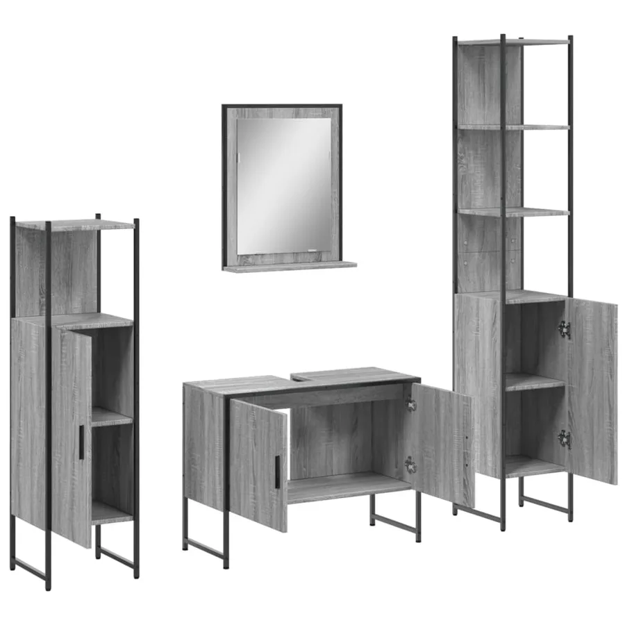 Ensemble d'armoires de salle de bain 4 pcs sonoma gris - 5