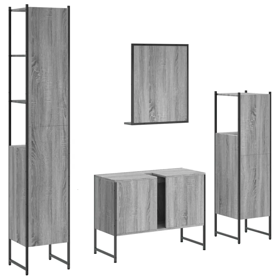 Ensemble d'armoires de salle de bain 4 pcs sonoma gris - 8