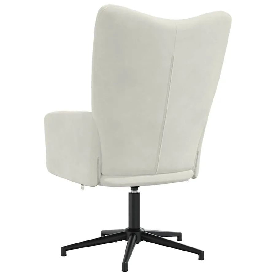 Chaise de relaxation Blanc crème Velours - 5