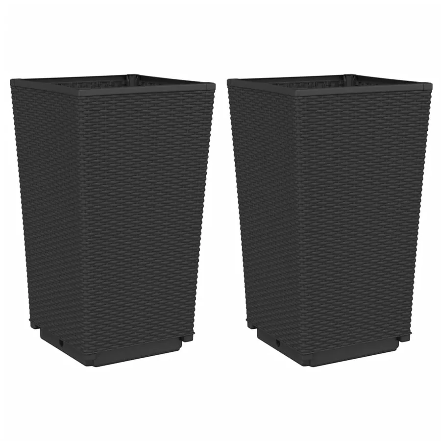 Jardinières 2 pcs noir 32,5x32,5x57 cm polypropylène - 2