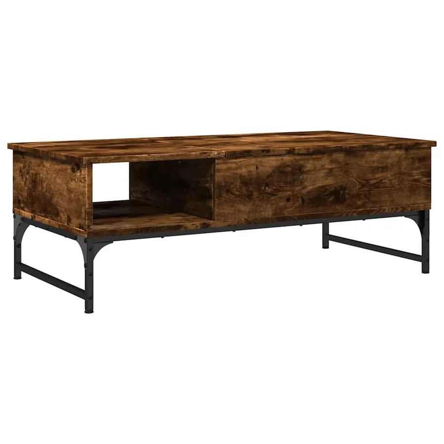 Table basse chêne fumé 100x50x35 cm bois d'ingénierie et métal - 2