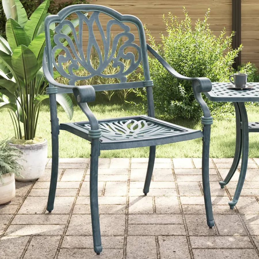 Chaises de jardin lot de 2 vert aluminium coulé - 3