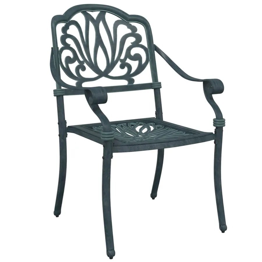 Chaises de jardin lot de 2 vert aluminium coulé - 4