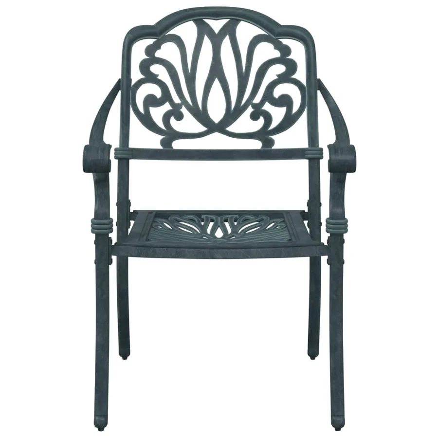 Chaises de jardin lot de 2 vert aluminium coulé - 5