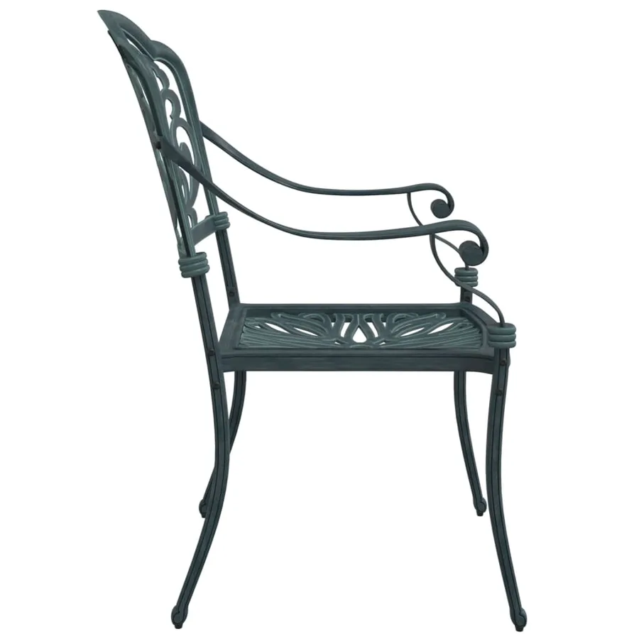Chaises de jardin lot de 2 vert aluminium coulé - 6