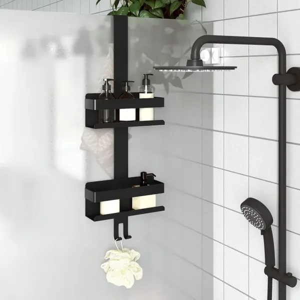 Support de douche suspendu noir mat acier inoxydable 304 brossé