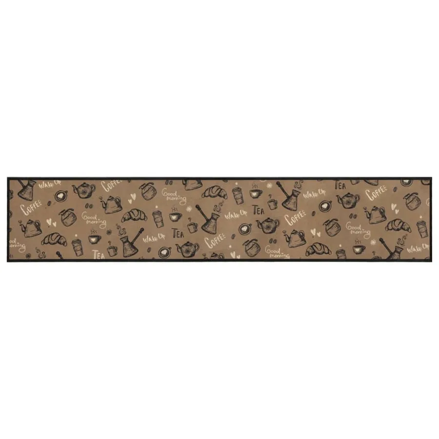 Tapis de cuisine lavable imprimé Morning brun 60x300 cm velours - 2