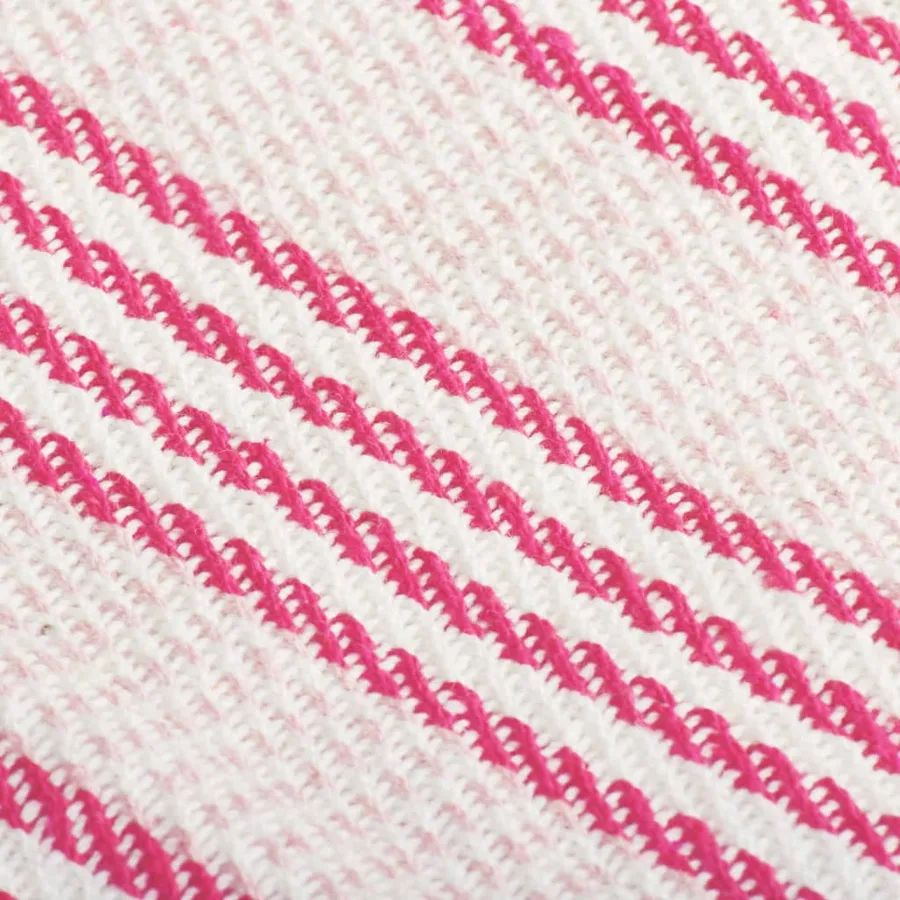 Couverture coton à rayures 125x150 cm Rose et Blanc - 6