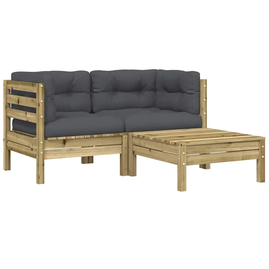 Canapé de jardin avec coussins et repose-pied 2 places - 2