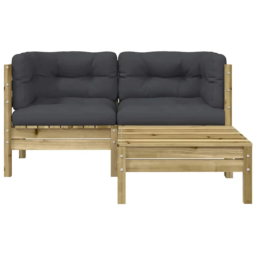 Canapé de jardin avec coussins et repose-pied 2 places - 5