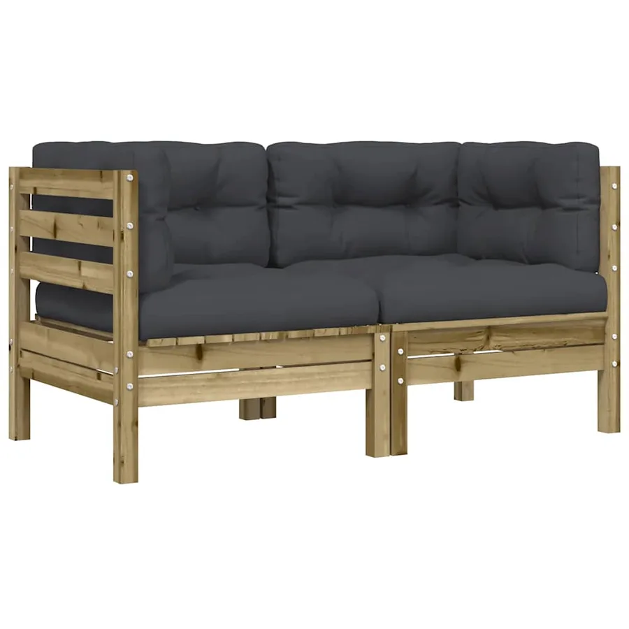 Canapé de jardin avec coussins et repose-pied 2 places - 6