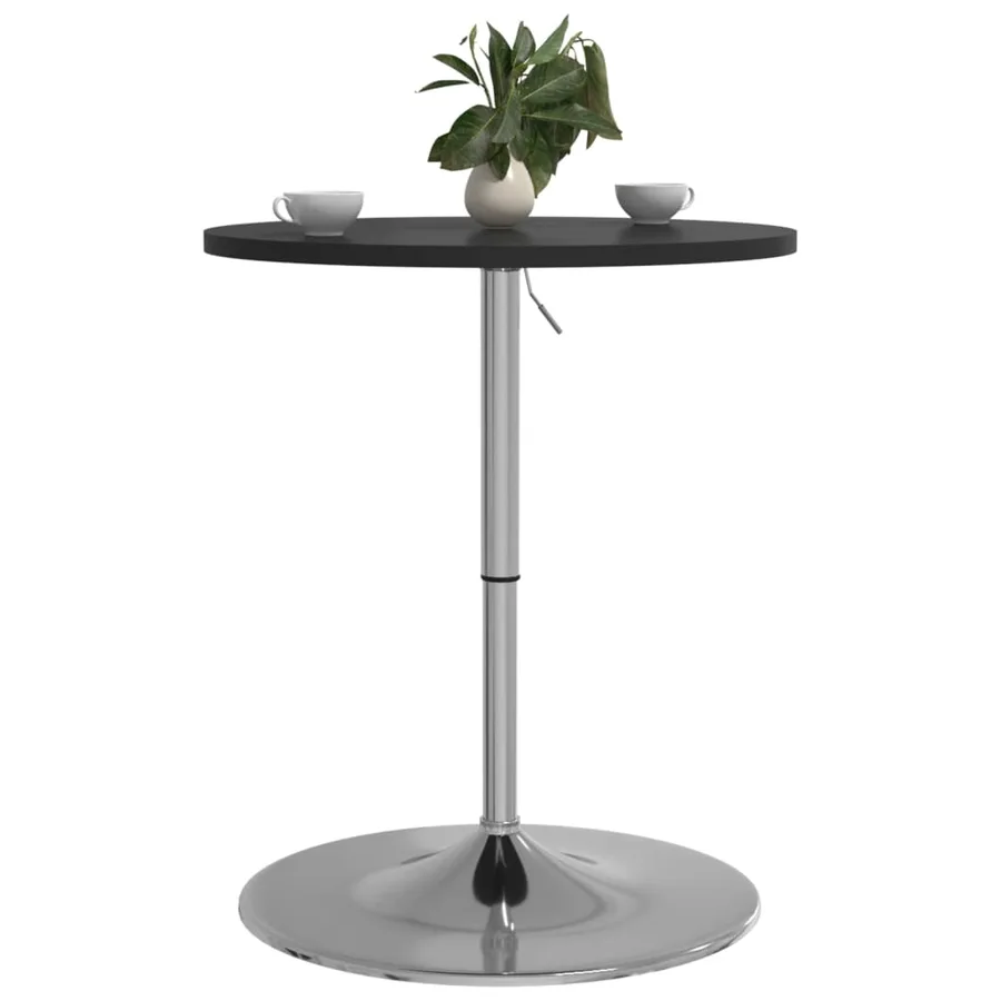 Table de bar noir 60x60x90 cm bois d'ingénierie et acier chromé - 4