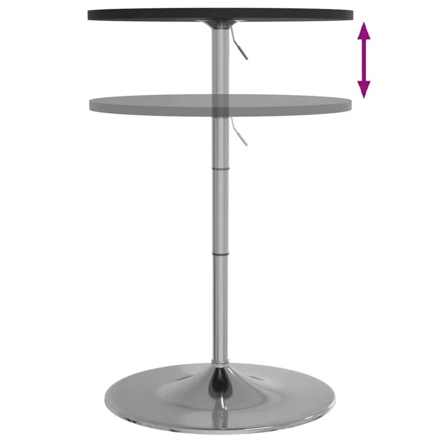 Table de bar noir 60x60x90 cm bois d'ingénierie et acier chromé - 9