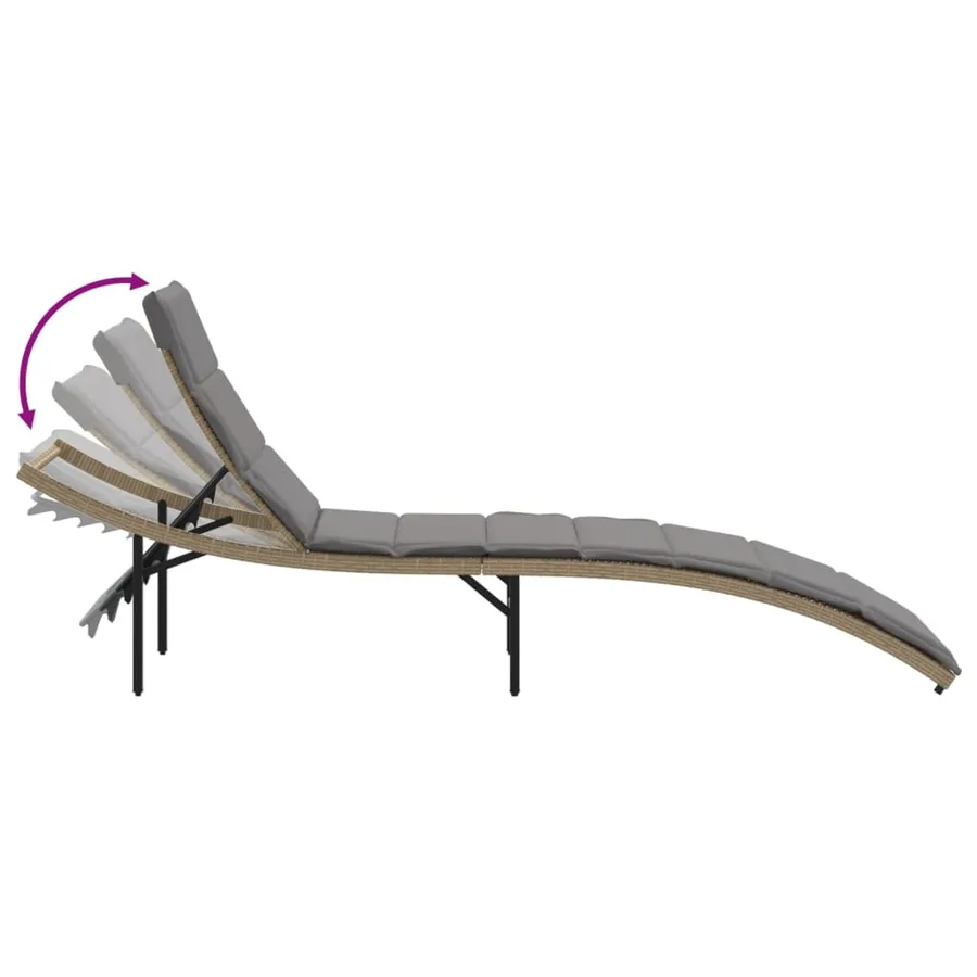 Chaises longues lot de 2 avec table beige résine tressée - 8