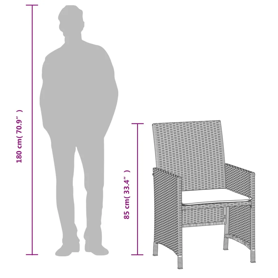 Ensemble de bistro 3 pcs et coussins gris clair résine tressée - 16