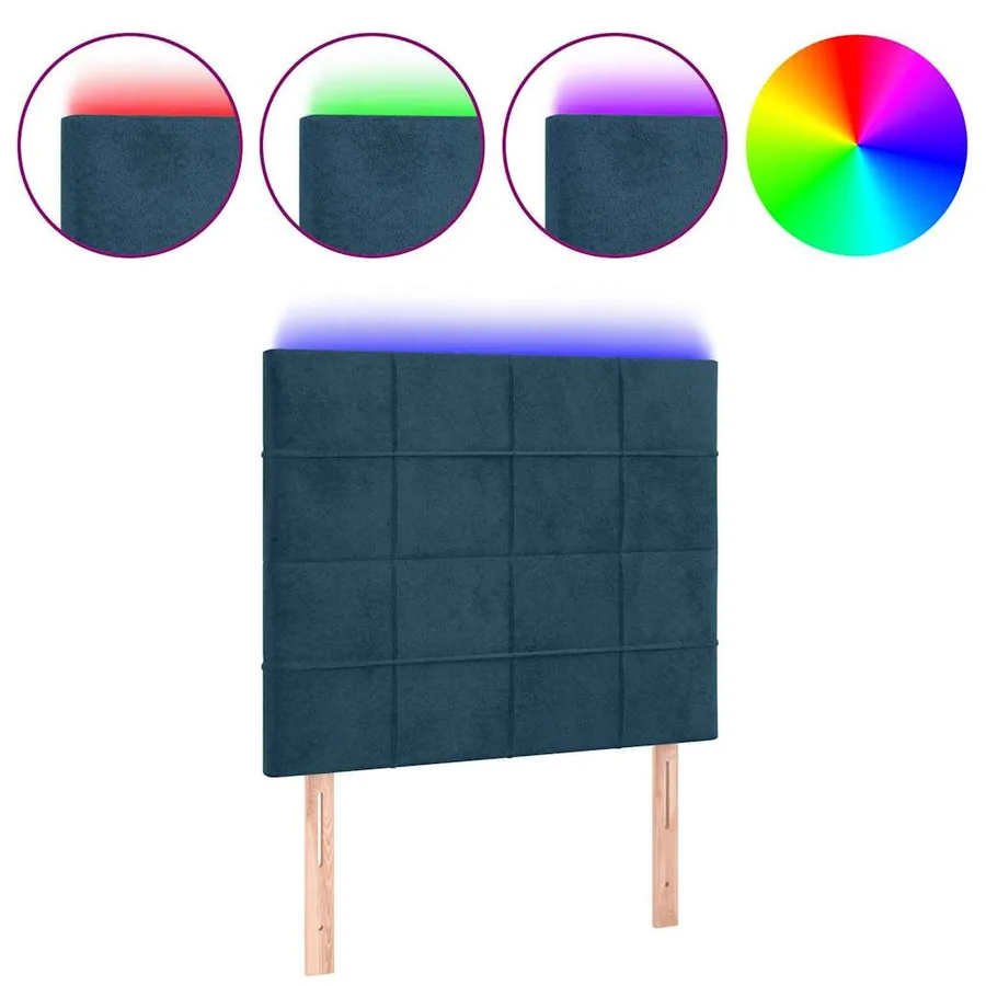 Tête de lit à LED Bleu foncé 80x5x118/128 cm Velours - 2