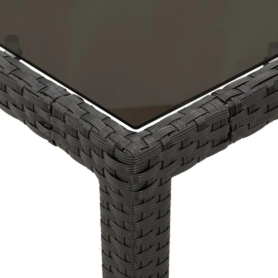 Ensemble à manger de jardin coussins 7pcs Noir Résine tressée - 6