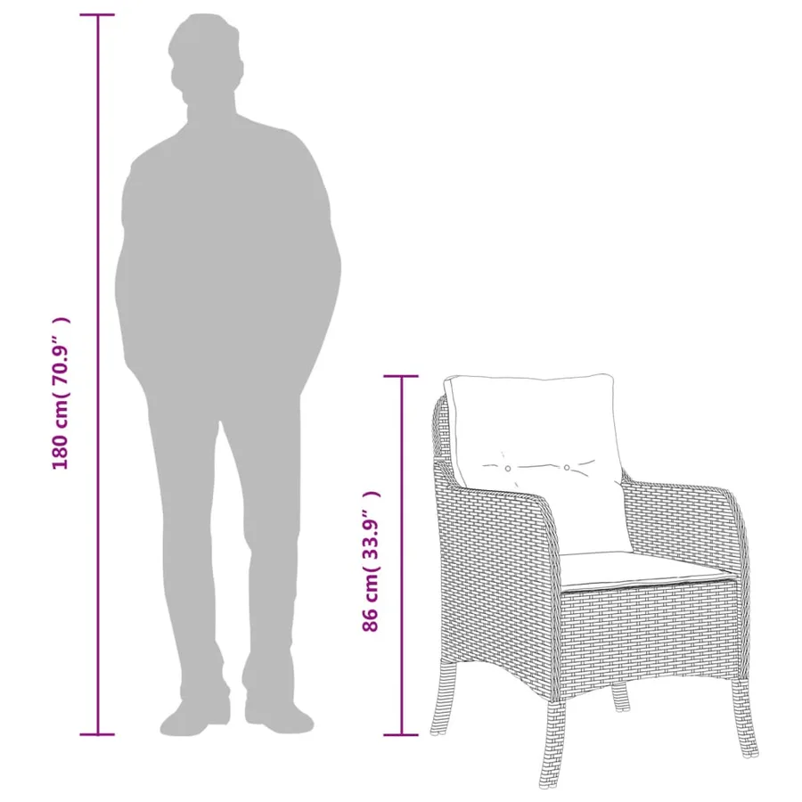 Ensemble à manger de jardin coussins 7pcs Noir Résine tressée - 8