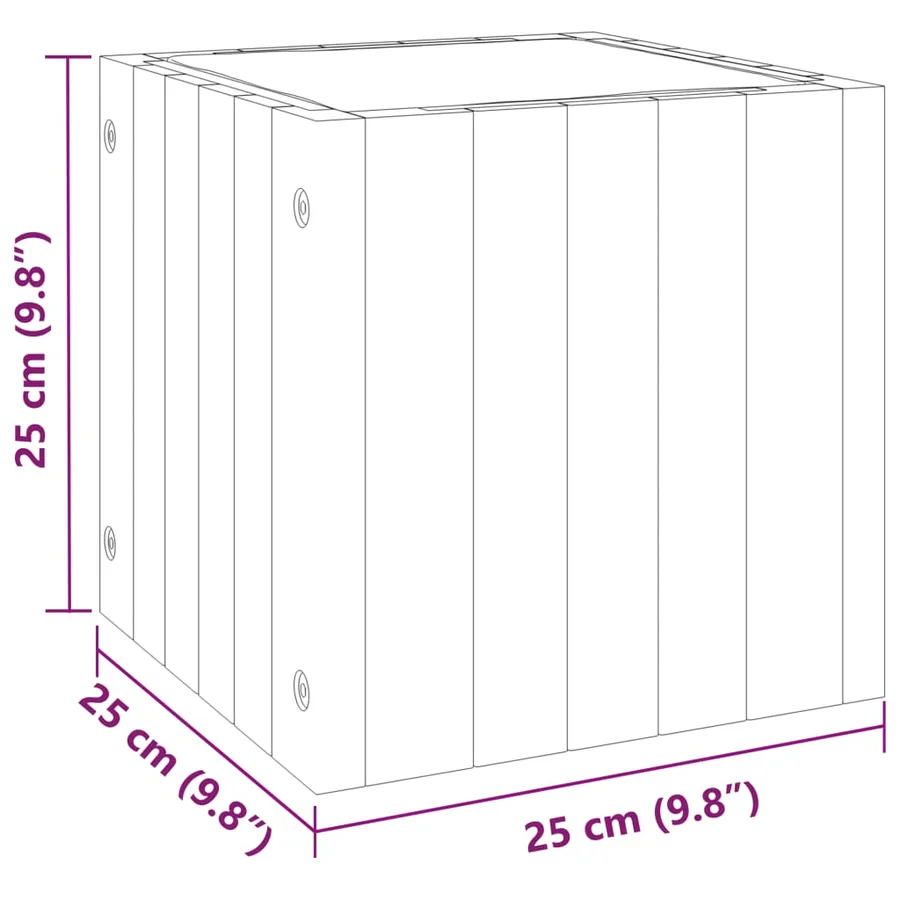 Jardinière 25x25x25 cm bois massif d'acacia - 9