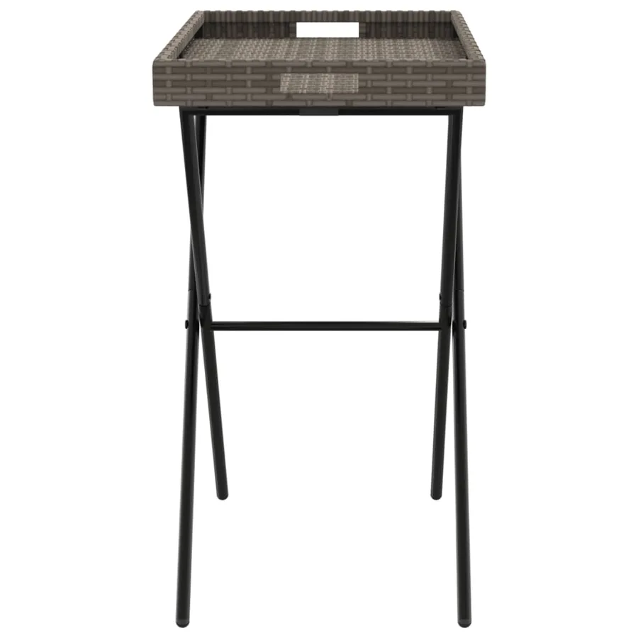 Table à plateau pliable gris 65x40x75 cm résine tressée - 6