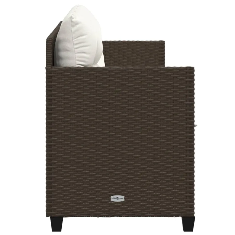 Chaise longue avec coussins marron résine tressée - 5