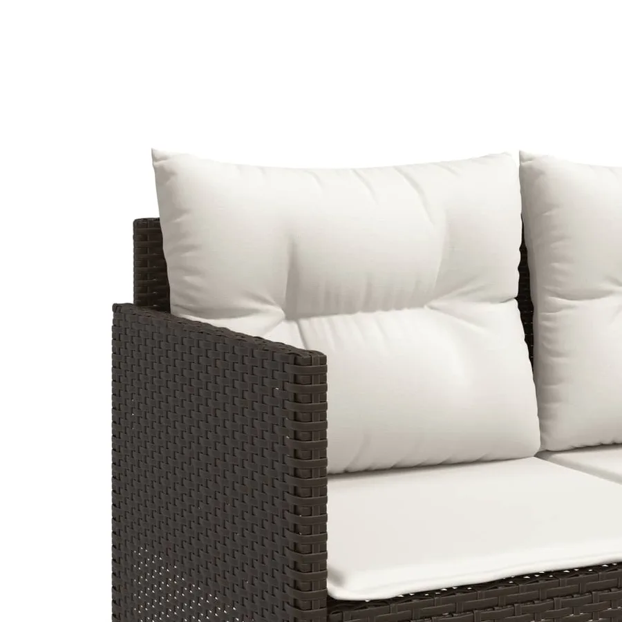 Chaise longue avec coussins marron résine tressée - 7