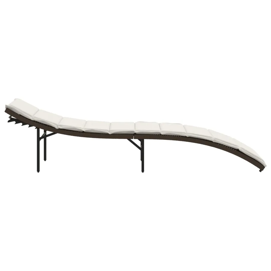 Chaises longues lot de 2 avec coussins marron résine tressée - 5