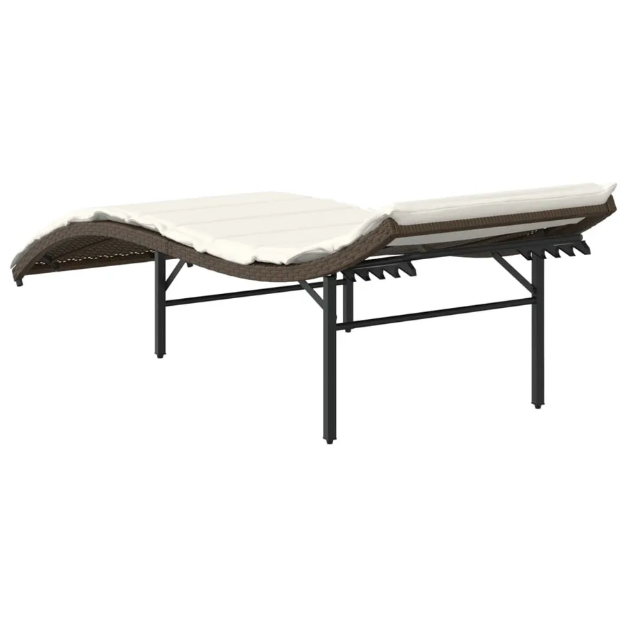 Chaises longues lot de 2 avec coussins marron résine tressée - 6