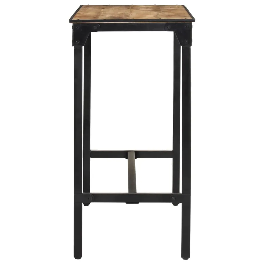 Ensemble de bar 5 pcs bois de manguier brut massif et métal - 9