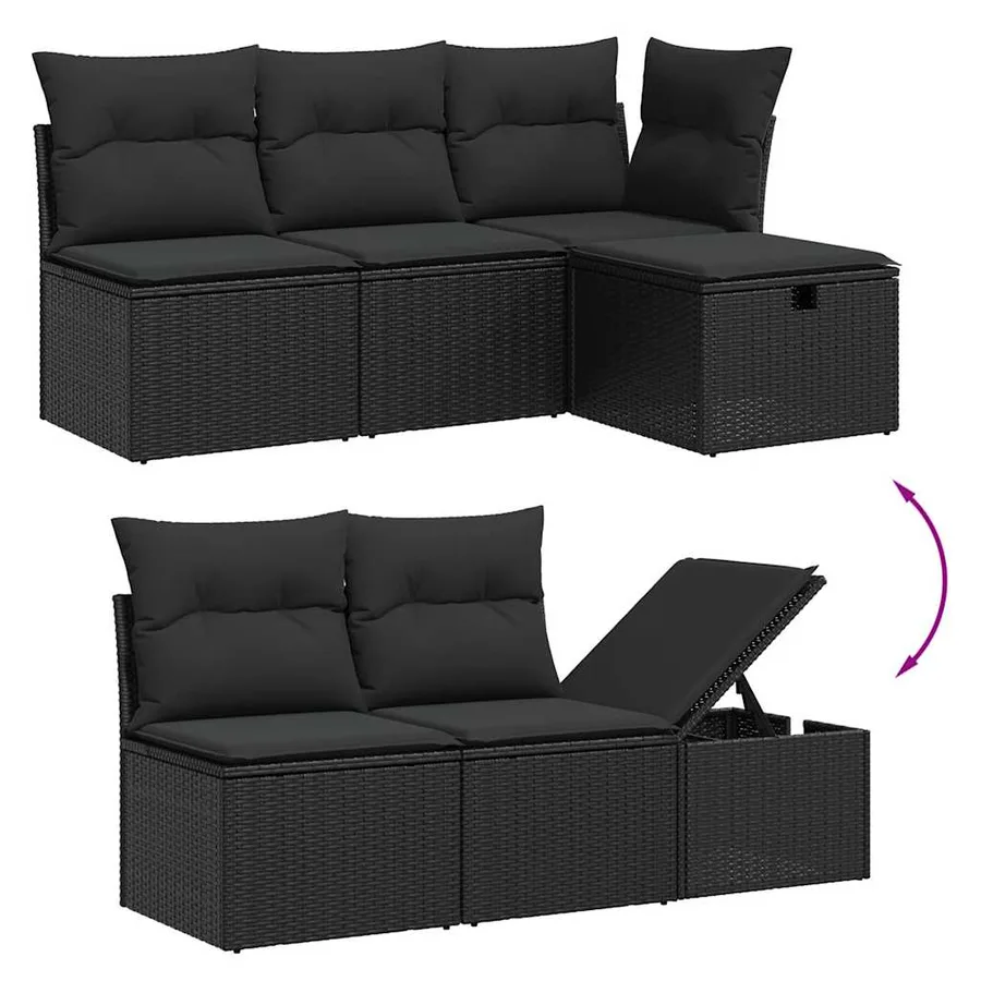 Salon de jardin 7 pcs avec coussins noir résine tressée 55 x 62 x 69 cm - 66,2 kg - 3