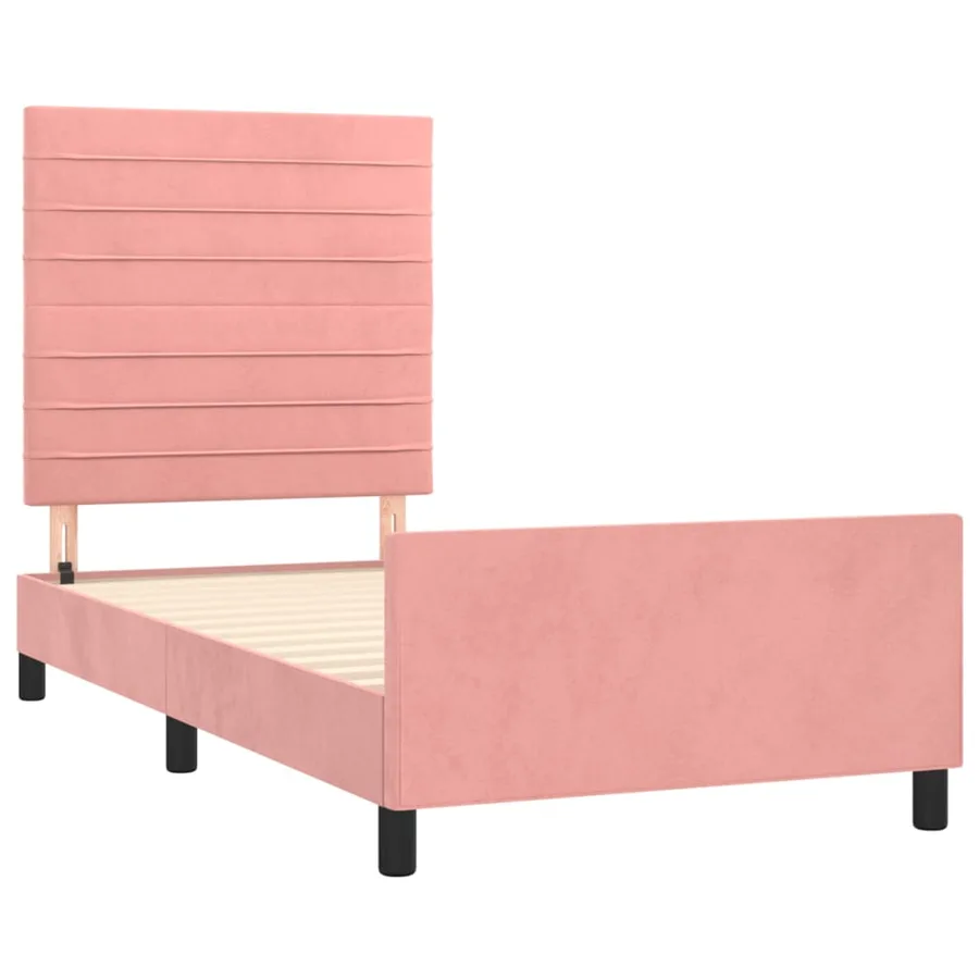 Cadre de lit sans matelas rose 90x190 cm velours - 4