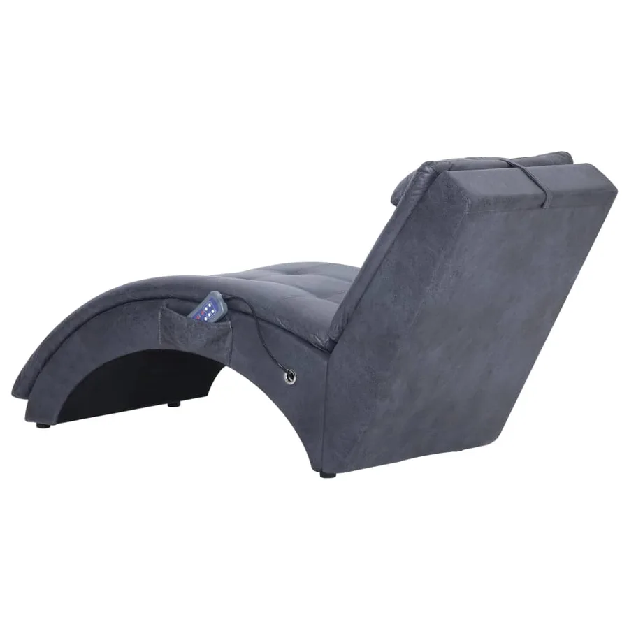 Chaise longue de massage avec oreiller Gris Similicuir daim - 4